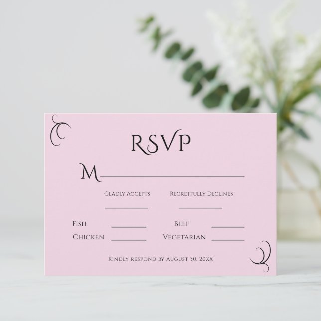 Pink Pastel Moderne Hochzeit RSVP Karte (Stehend Vorderseite)
