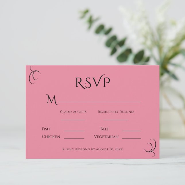 Pink Pastel Moderne Hochzeit RSVP Karte (Stehend Vorderseite)