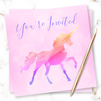 Pink Pastel Ombre Magical Unicorn Geburtstag Einladung