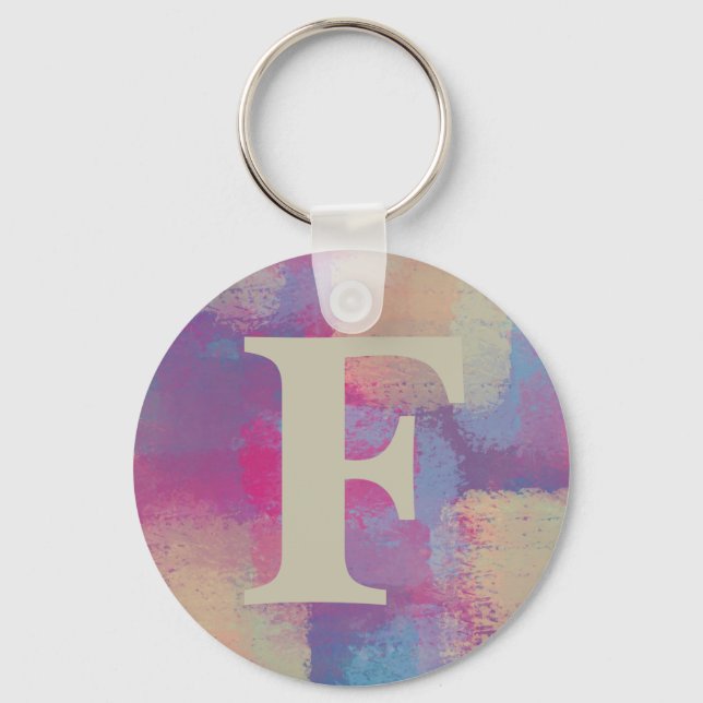 Pink Pastel Patchwork Initial Schlüsselanhänger (Vorderseite)