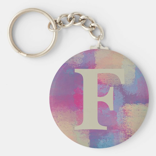 Pink Pastel Patchwork Initial Schlüsselanhänger (Vorne)