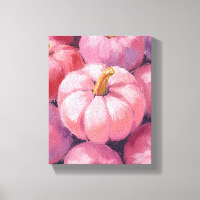 Pink Pastel Pumpkins Watercolor Painting Leinwanddruck (Vorderseite)