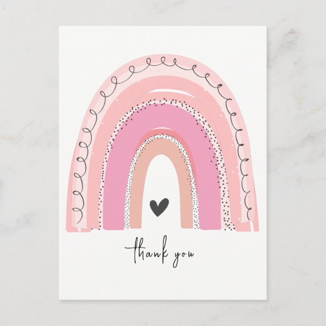 Pink Pastel Rainbow Danke, Postcard Postkarte (Vorderseite)