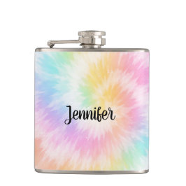 Pink Pastel Tie Dye Girly Chic Flachmann