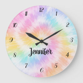 Pink Pastel Tie Dye Girly Chic Große Wanduhr
