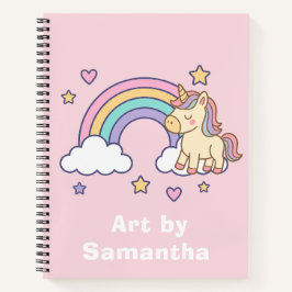Pink Pastel Unicorn Rainbow Custom Name  Notizbuch