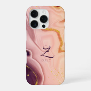 Pink Pastel Violet Glitzer Wasserfarbe individuell iPhone 16 Pro Hülle