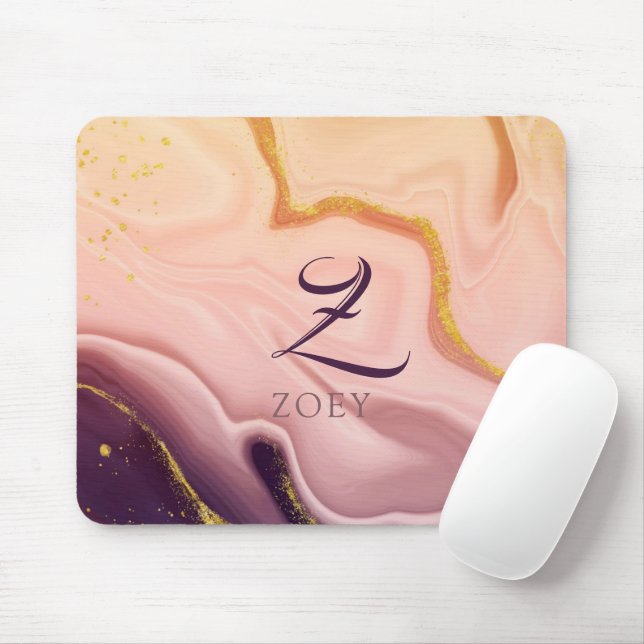 Pink Pastel Violet Glitzer Wasserfarbe individuell Mousepad (Mit Mouse)