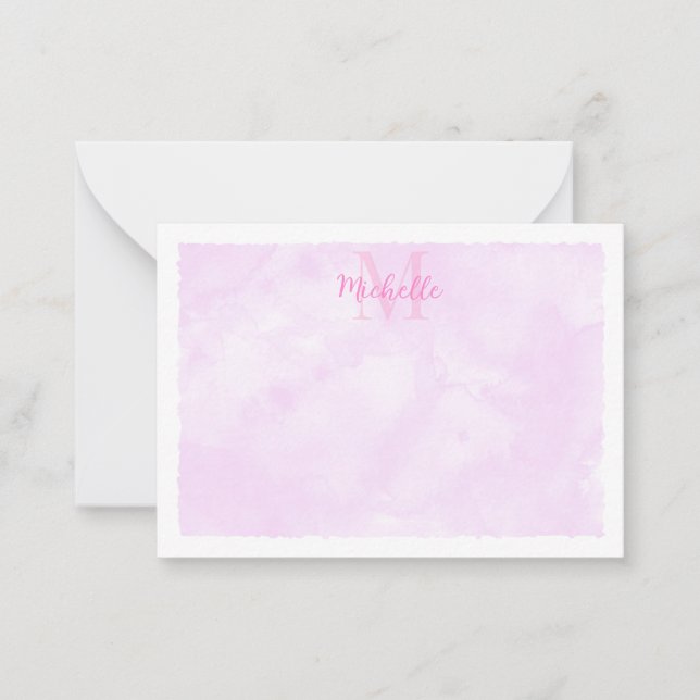 Pink Pastel Watercolor All Occasion Monogram Mitteilungskarte (Vorderseite)