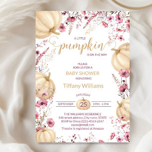 Pink Pastel Watercolor Pumpkin fallen wild Blume Einladung