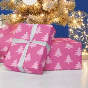 Pink Pastel Weihnachtsbaumen Muster Geschenkpapier