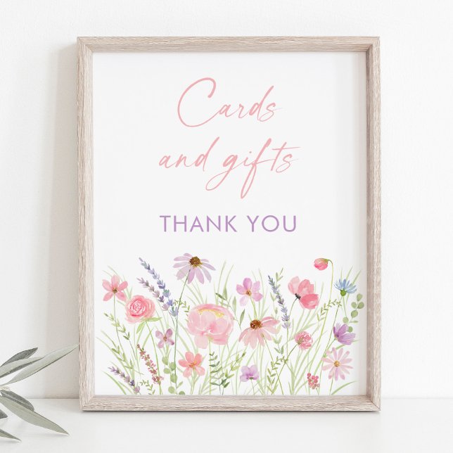 Pink Pastel Wildblume Karten und Geschenke Zeichen Poster (Von Creator hochgeladen)