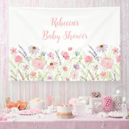 Pink Pastel Wildblume Meadow Baby Dusche Banner