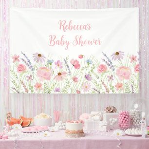 Pink Pastel Wildblume Meadow Baby Dusche Banner