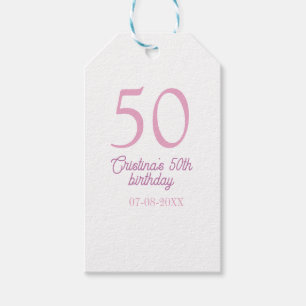 PINK PASTELL 50 Geburtstag Jubiläum Name Datum Geschenkanhänger