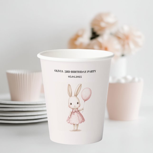 Pink Pastell Bunny Oaster | Kindergeburtstag Pappbecher (Von Creator hochgeladen)