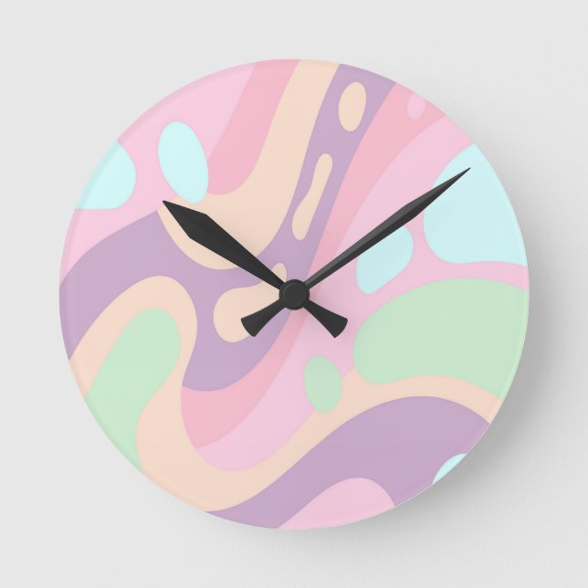 Pink Pastell Clock Runde Wanduhr (Vorderseite)