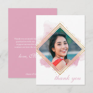 Pink Pastell & Gold Diamond Abschluss Vielen Dank Einladung