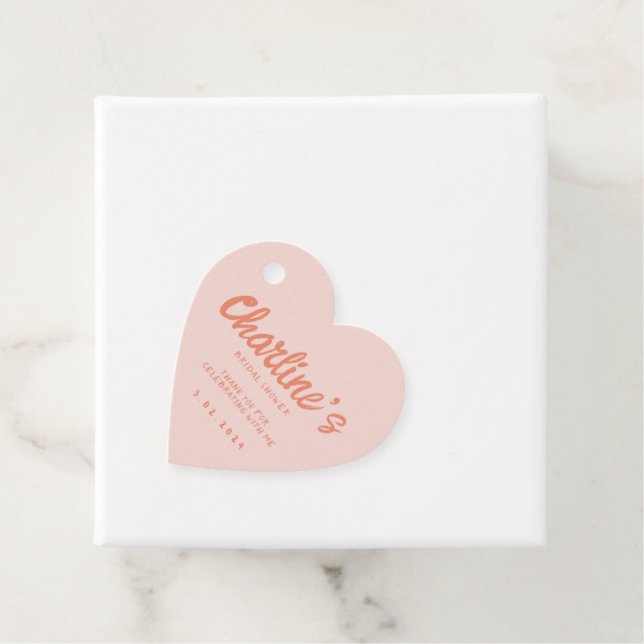 Pink Pastell Handwriting Retro Brautparty Geschenkanhänger (Beispiel)