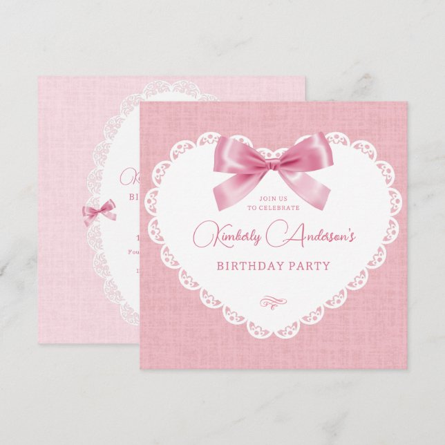 Pink Pastellbogen Ästhetik Geburtstag Einladung (Vorne/Hinten)