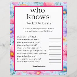 Pink Pastellfarben Brautparty Party Game