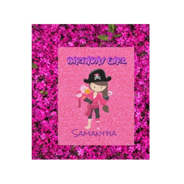 Pink Pastete Glitzer Pirate Girl - Karte (A "Princess Pirate" theme where kids can don their pink pirate )