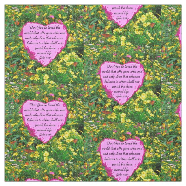 PINK PATCHWORK JOHN 3:16 FLORAL FABRIC STOFF (Muster)