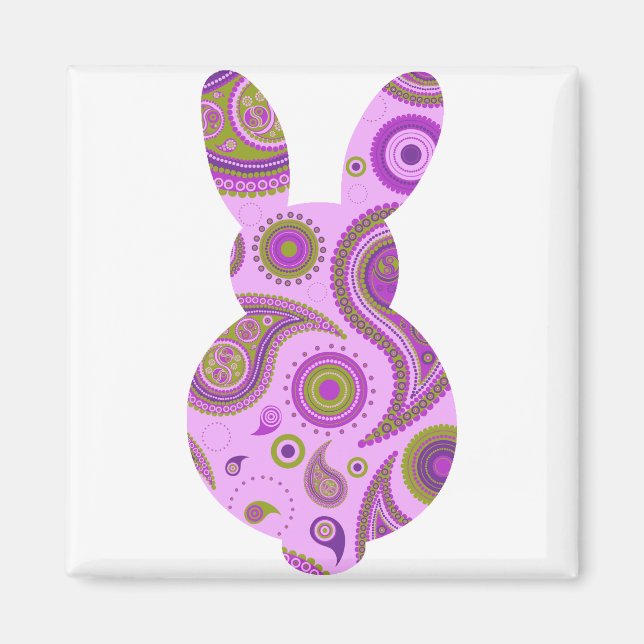 Pink Pattern Bunny Shape Magnet (Vorne)