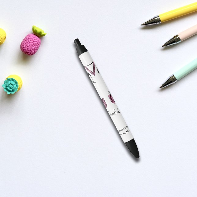 Pink Pattern Scrub Life Monogram Kugelschreiber (Von Creator hochgeladen)