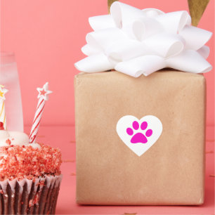 Pink Paw druckt Niedlich Girly Colorful Holiday Wh Herz-Aufkleber