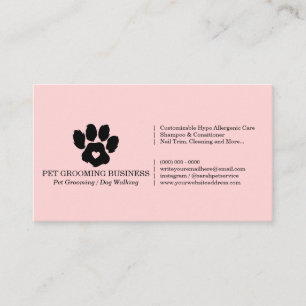 Pink Paw Minimalist Pet-Branding Mobile-Groomer Visitenkarte