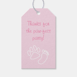 Pink Paw Print & Baby Foot Dog Babydusche Geschenkanhänger