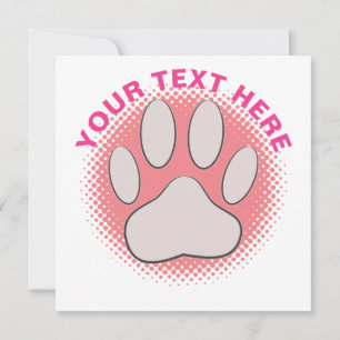 Pink Paw Print Custom Text Classic Round Sticker Einladung