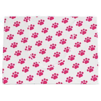 Pink Paw Print Pattern Große Geschenktüte