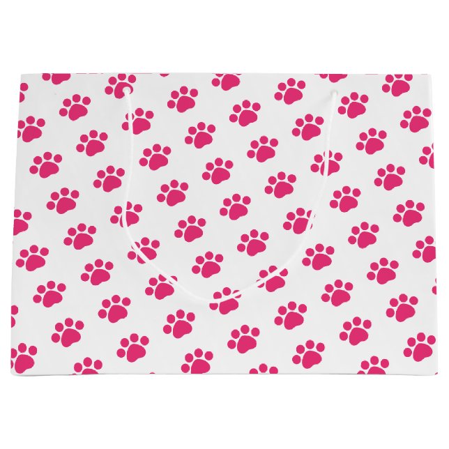 Pink Paw Print Pattern Große Geschenktüte (Vorderseite)