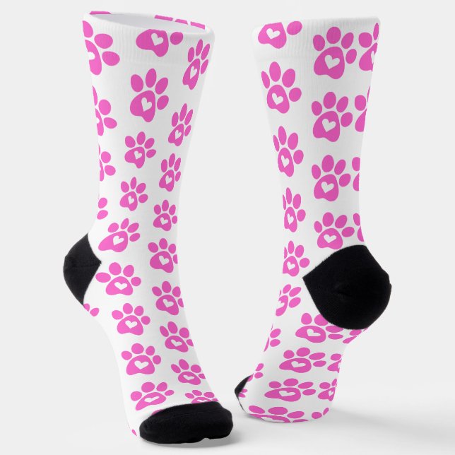 Pink Paw Print Pattern Socken (Gewinkelt)