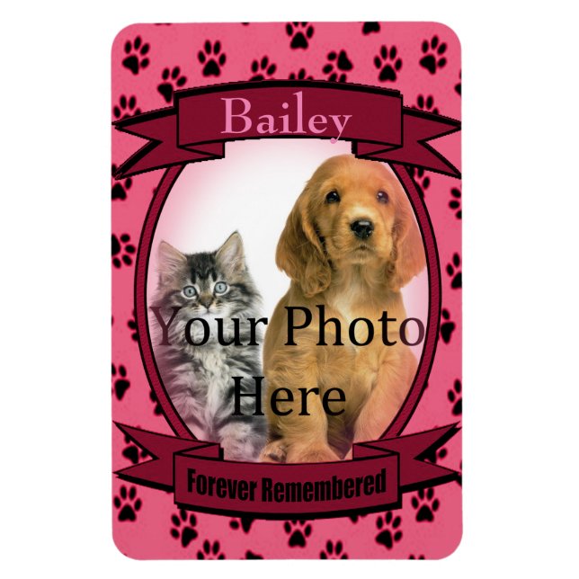 Pink Paw Prints Memorial für Katze oder Hund Magnet (Vertikal)