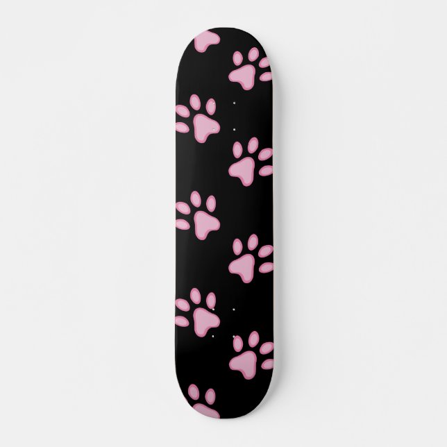 Pink Paw Prints Skateboard (Vorne)