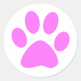 Pink Paw Runder Aufkleber