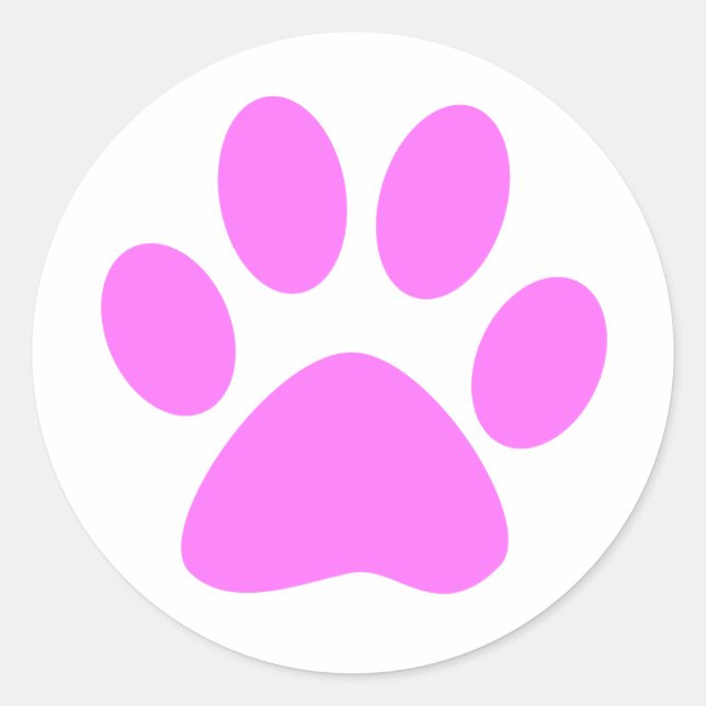Pink Paw Runder Aufkleber (Vorderseite)