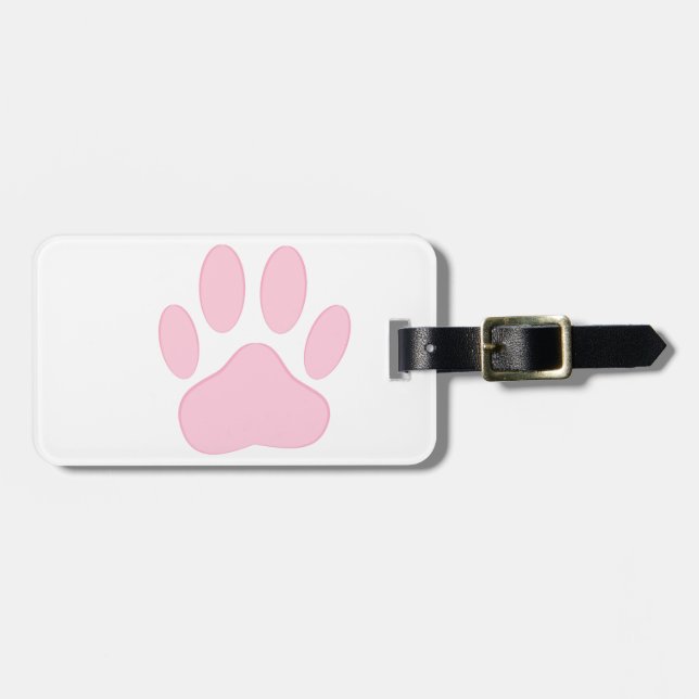Pink Pawprint Gepäckanhänger (Vorderseite horizontal)