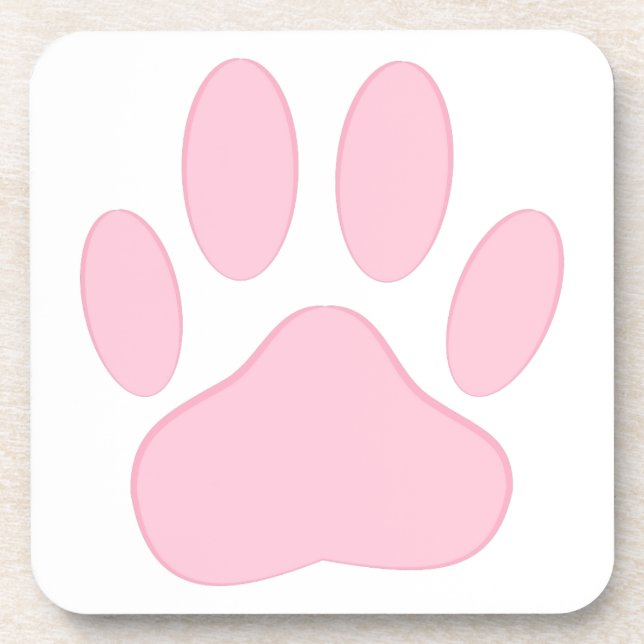 Pink Pawprint Getränkeuntersetzer (Vorderseite)
