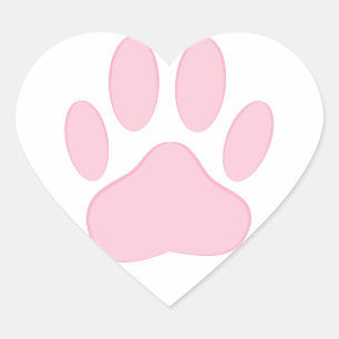 Pink Pawprint Herz-Aufkleber
