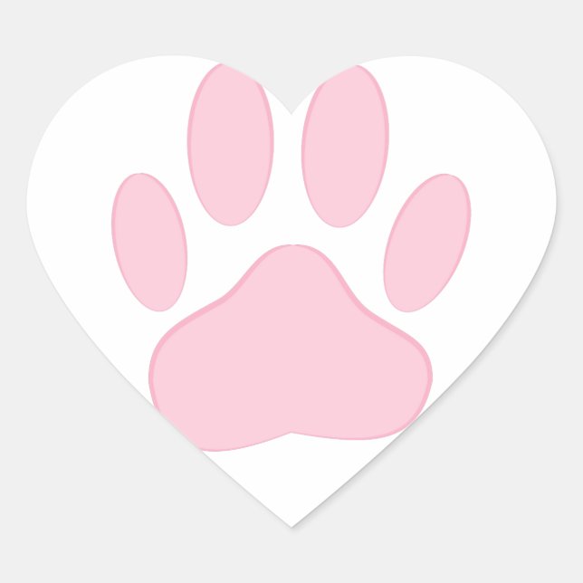 Pink Pawprint Herz-Aufkleber (Vorderseite)
