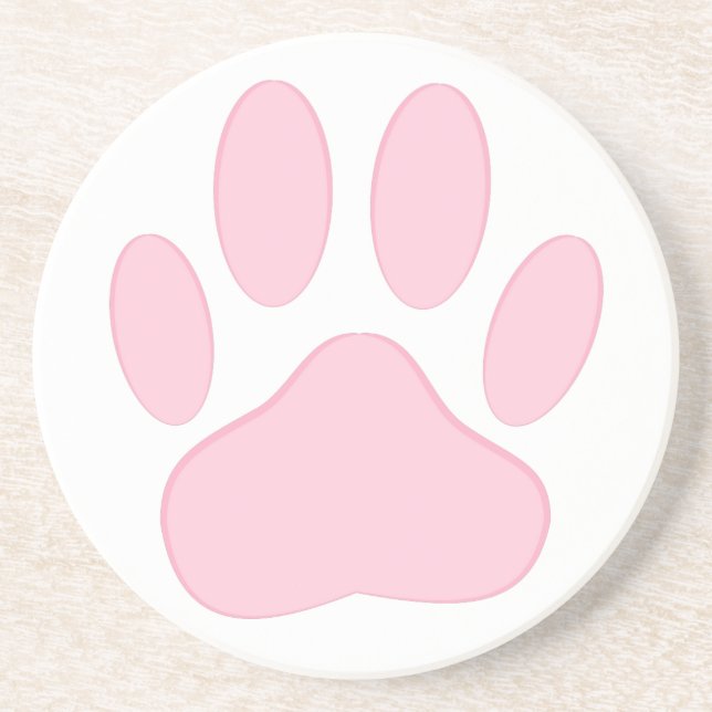 Pink Pawprint Sandstein Untersetzer (Vorne)
