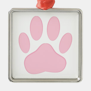 Pink Pawprint Silbernes Ornament