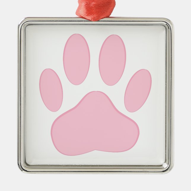 Pink Pawprint Silbernes Ornament (Vorne)