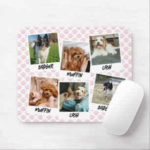 Pink Paws 6 Hunde-Schnappschüsse Foto-Vorlage Mousepad
