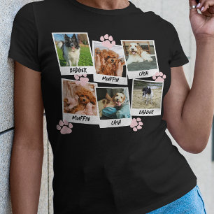 Pink Paws 6 Hunde-Schnappschüsse Foto-Vorlage T-Shirt