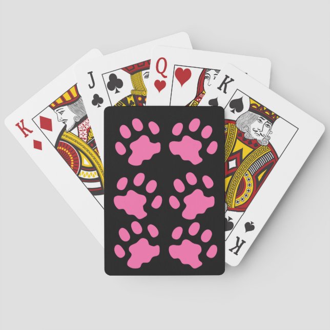 Pink Paws Black Playing Cards Spielkarten (Rückseite)